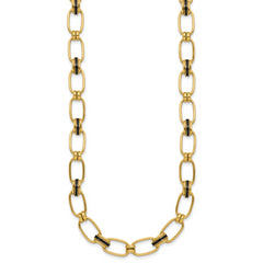 14K w/Enamel Polished Fancy Oval Link Necklace