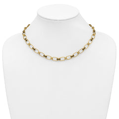 14K w/Enamel Polished Fancy Oval Link Necklace