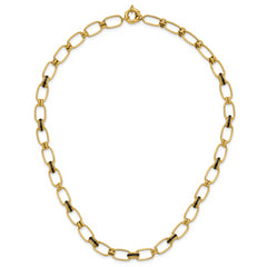14K w/Enamel Polished Fancy Oval Link Necklace