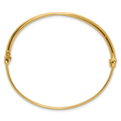 14K Polished Grooved Hinged Bangle