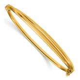 14K Polished Grooved Hinged Bangle