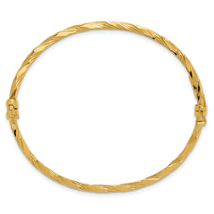 14K Polished Twisted Hinged Bangle