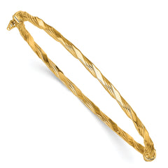 14K Polished Twisted Hinged Bangle