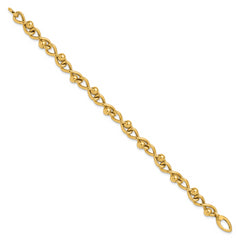 14K Polished Infinity Link with Beads Bracelet