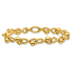 14K Polished Infinity Link with Beads Bracelet