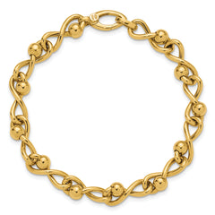 14K Polished Infinity Link with Beads Bracelet