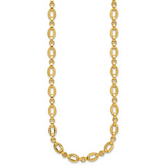 14K Polished and Diamond-cut Fancy Link w/.5in Ext. Necklace