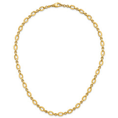 14K Polished and Diamond-cut Fancy Link w/.5in Ext. Necklace