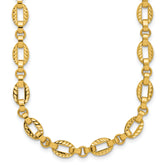 14K Polished and Diamond-cut Fancy Link w/.5in Ext. Necklace