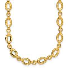 14K Polished and Diamond-cut Fancy Link w/.5in Ext. Necklace