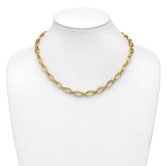 14K Polished Fancy Oval Link Necklace