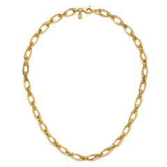 14K Polished Fancy Oval Link Necklace