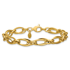 14K Polished Fancy Oval Link Bracelet