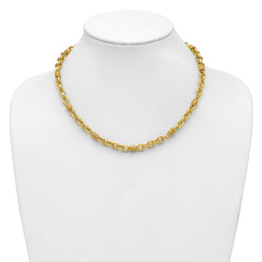 14K Polished and Textured Fancy Link Necklace