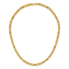 14K Polished and Textured Fancy Link Necklace