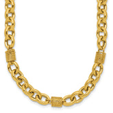 14K Polished and Textured Fancy Link Necklace