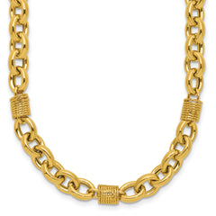 14K Polished and Textured Fancy Link Necklace