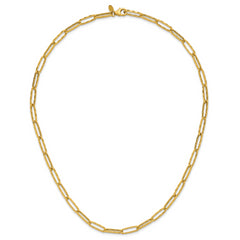 14K Polished and Dimond-cut Paperclip Link Necklace