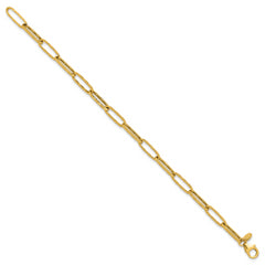 14K Polished and Dimond-cut Paperclip Link Bracelet