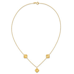 14K Polished and Diamond-cut Clover Station Necklace