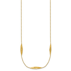14K Polished and Diamond-cut Fancy Station Necklace