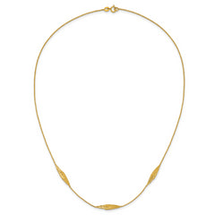 14K Polished and Diamond-cut Fancy Station Necklace