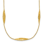 14K Polished and Diamond-cut Fancy Station Necklace