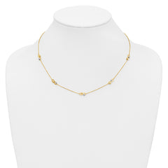 14K Two-tone D/C Beaded Infinity Station Necklace