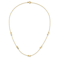 14K Two-tone D/C Beaded Infinity Station Necklace