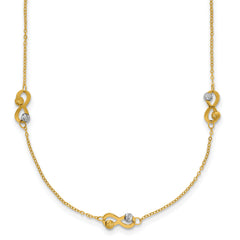 14K Two-tone D/C Beaded Infinity Station Necklace