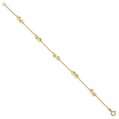 14K Two-tone D/C Beaded Infinity Station Bracelet