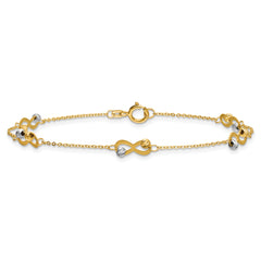 14K Two-tone D/C Beaded Infinity Station Bracelet