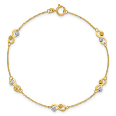 14K Two-tone D/C Beaded Infinity Station Bracelet