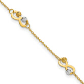 14K Two-tone D/C Beaded Infinity Station Bracelet