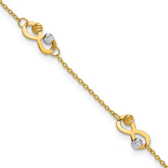 14K Two-tone D/C Beaded Infinity Station Bracelet