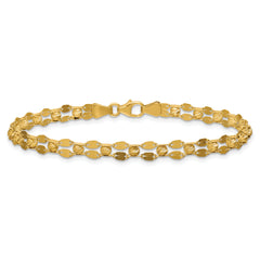 14K Polished and Diamond-cut Beaded Fancy Bracelet