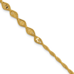 14K Polished and Diamond-cut Twisted Fancy Bracelet