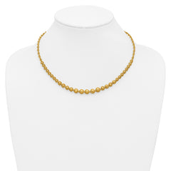 14K Polished and Diamond-cut Twisted Beaded Necklace