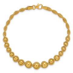 14K Polished and Diamond-cut Twisted Beaded Bracelet