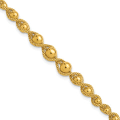 14K Polished and Diamond-cut Twisted Beaded Bracelet