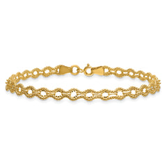 14K Polished and D/C and Textured Fancy Bracelet
