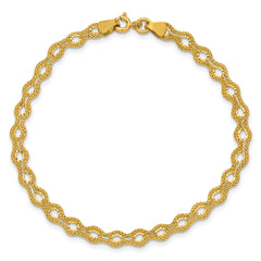 14K Polished and D/C and Textured Fancy Bracelet