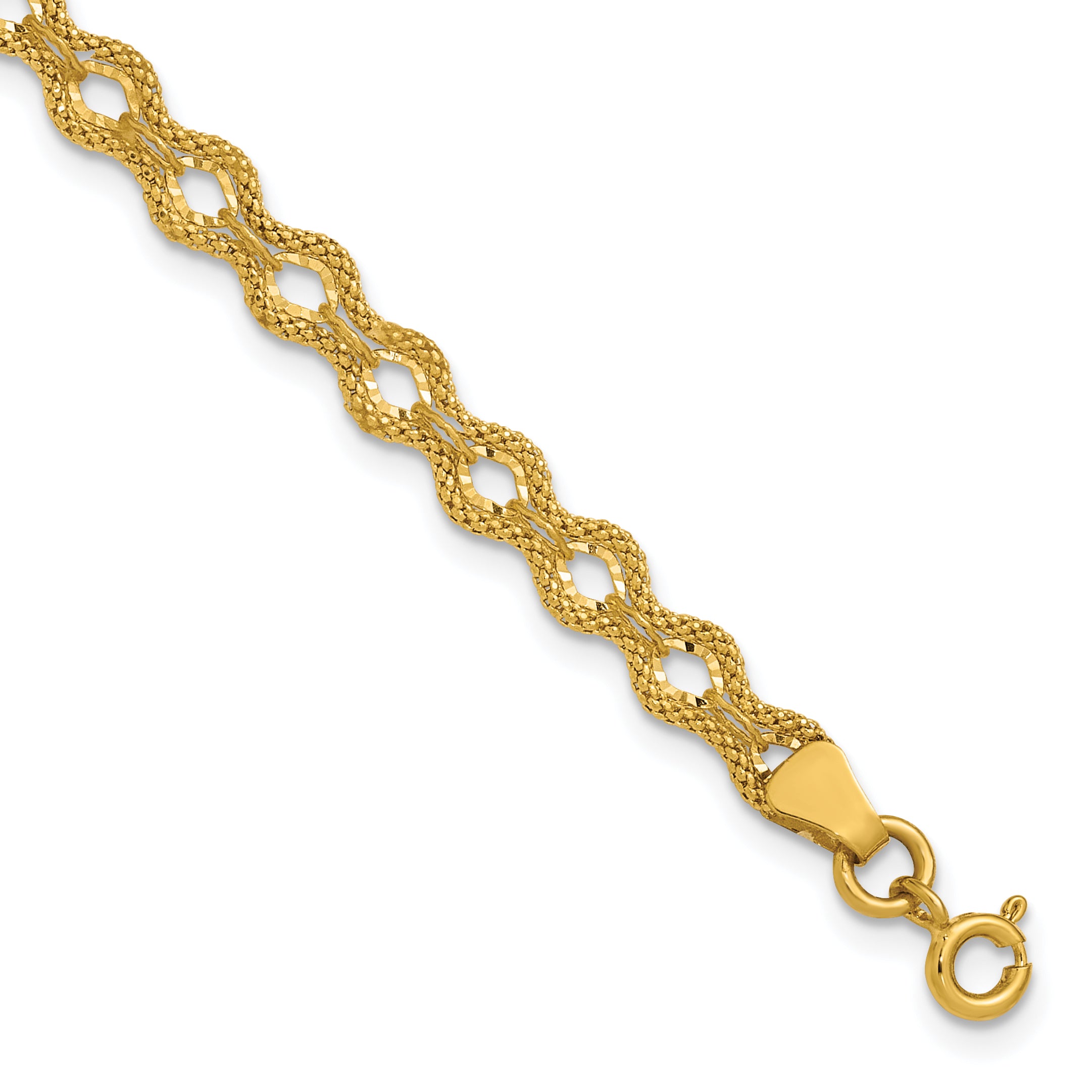 14K Polished and D/C and Textured Fancy Bracelet