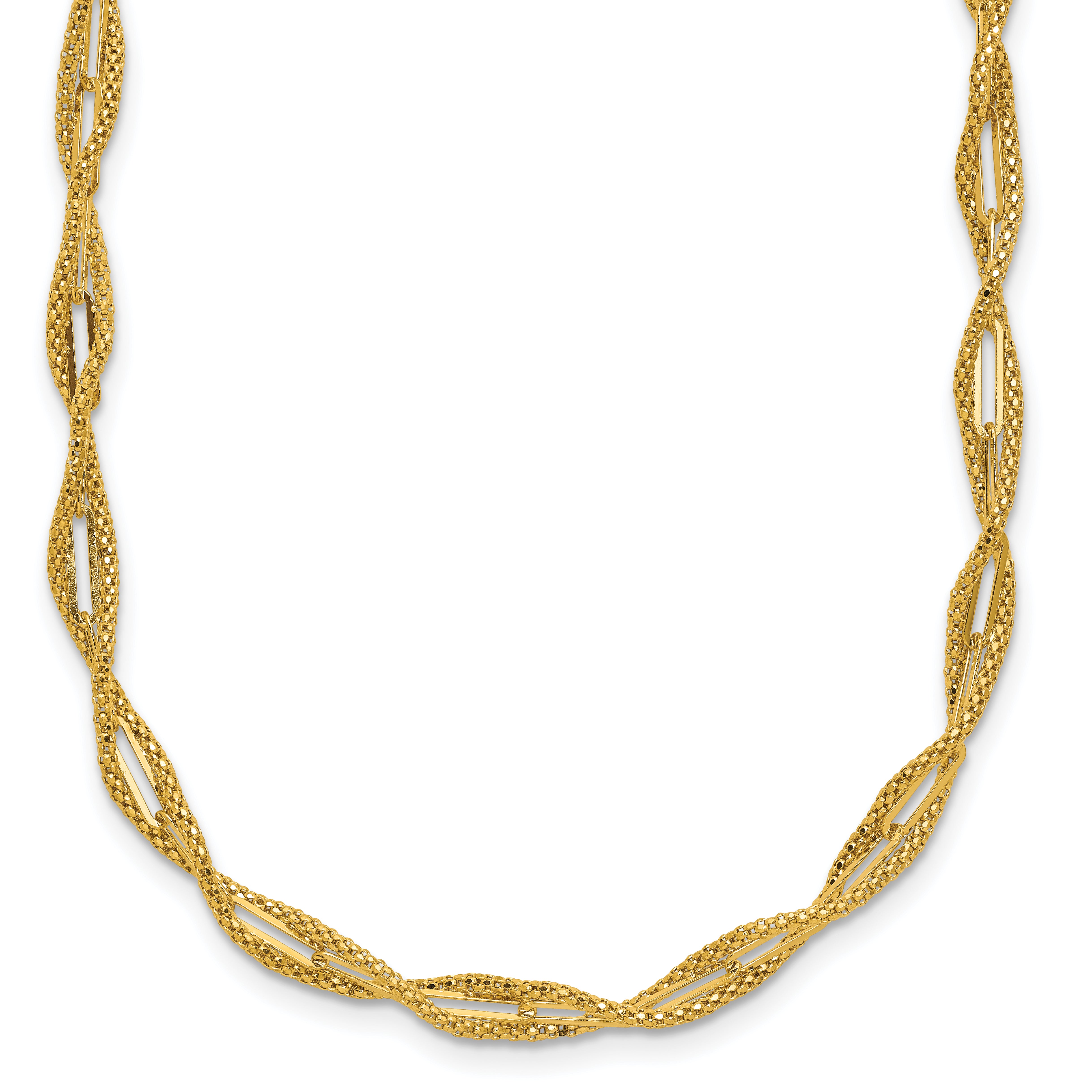 14K Polished and Textured Twist Necklace