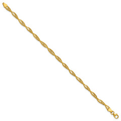 14K Polished and Textured Twist Bracelet