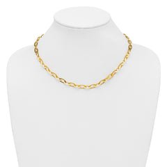 14K Polished Fancy Oval Link Necklace