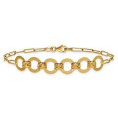 14K Polished Circles Paperclip Link Bracelet