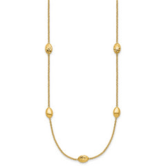 14K Polished and Dia-cut Oval Station with 2in ext. Necklace