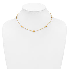 14K Polished and Dia-cut Oval Station with 2in ext. Necklace