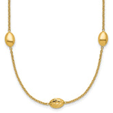 14K Polished and Dia-cut Oval Station with 2in ext. Necklace